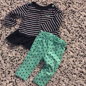 Infant girl hearts and stripes outfit